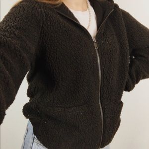 Rewash Black Zip-Up Sherpa Jacket